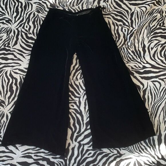 Tracy Reese Anthropologie silk wide leg flocked velvet black pants size 12 - Picture 9 of 17